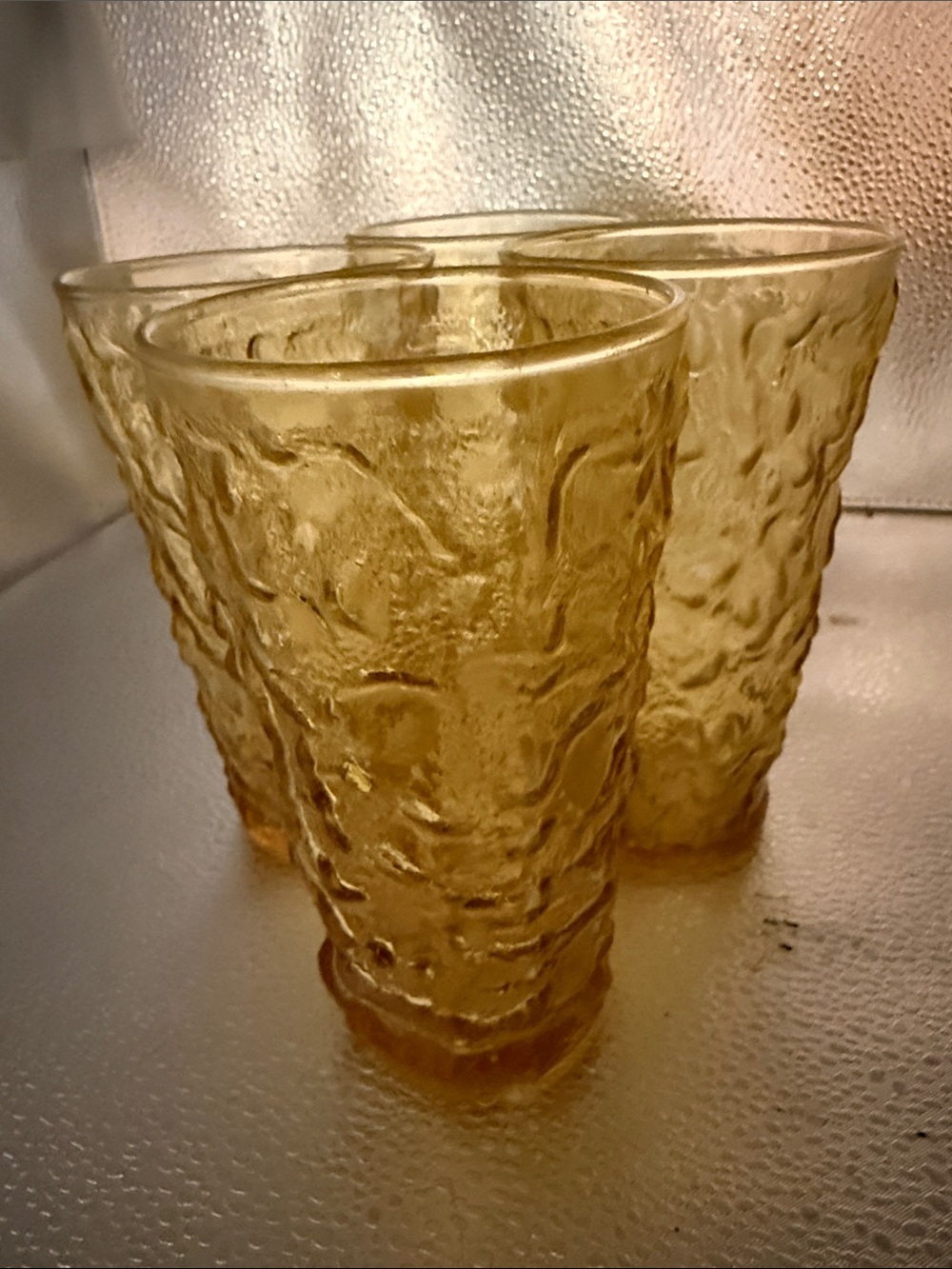 Vintage Anchor Hocking Lido Milano Pattern Amber Glasses set of 4